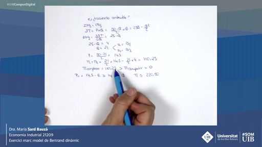 Economia Industrial (21209). Model oligopoli (V) Bertrand dinàmic
